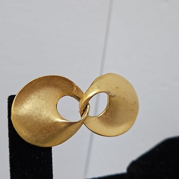 Satin Goldtone Hanging Pierced Earrings - Picture 3 of 6